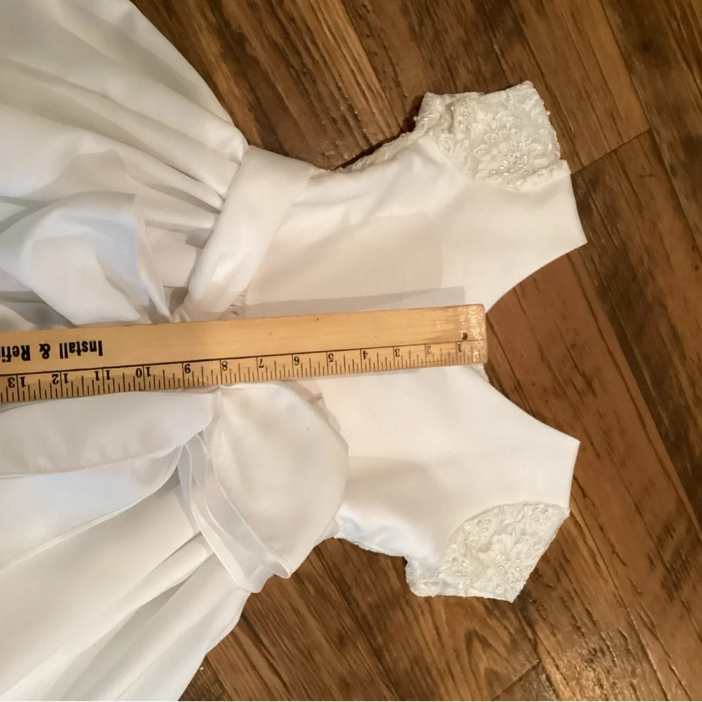 Girls Posies Formal Dress White Lace SeedPearl Satin Sash Crinoline Flower Girl