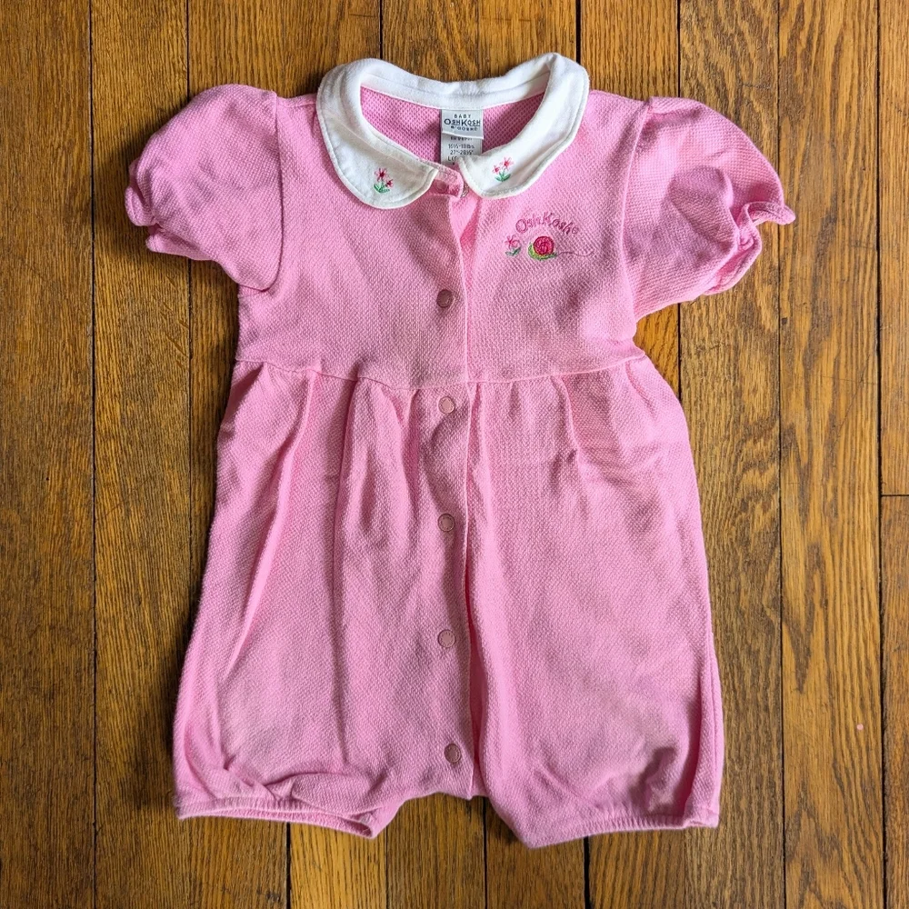 Vintage 00's Baby Oshkosh B'gosh 6-9M Pink One-piece Romper