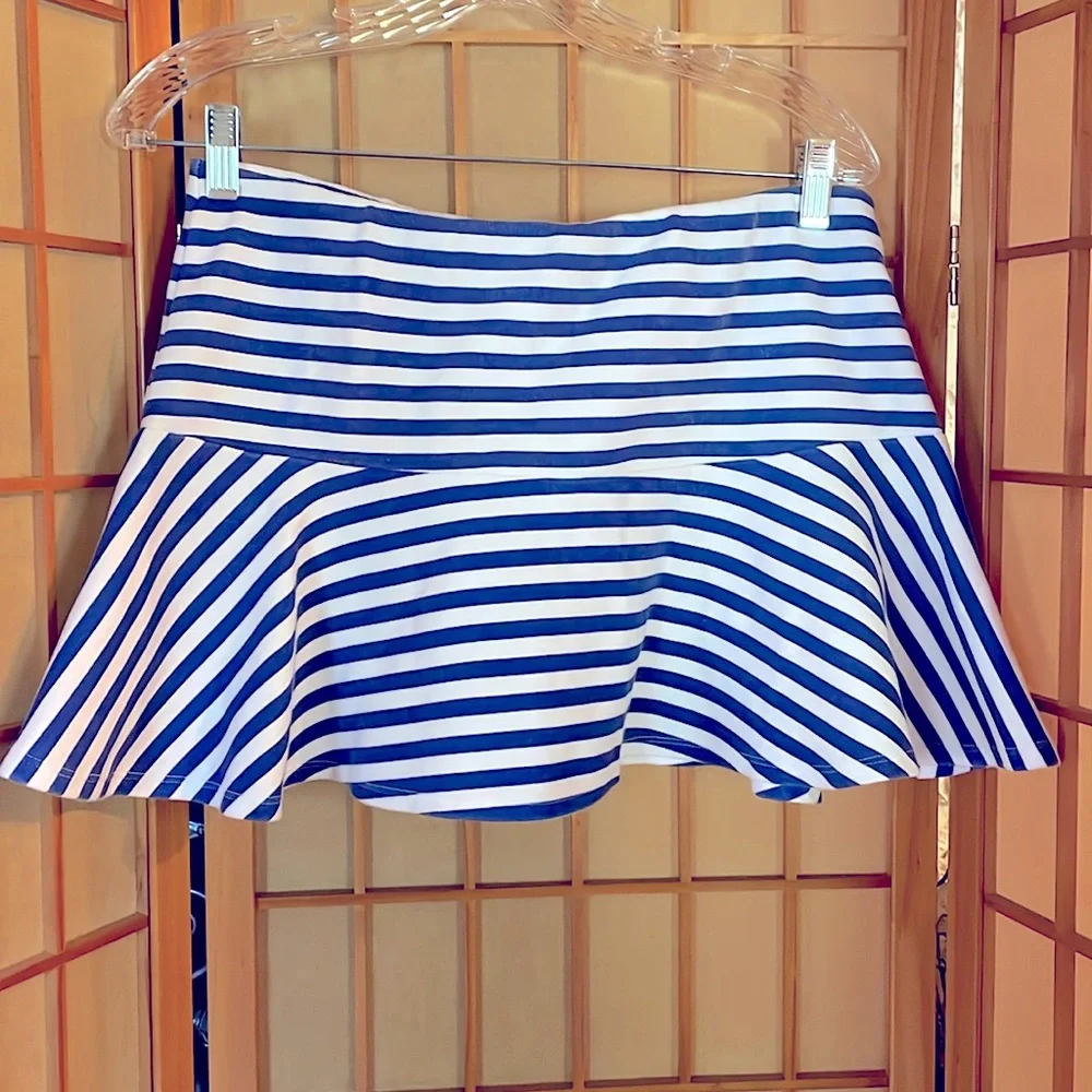 Justice Skirt Skort Blue and White Stripe Skirt Skort