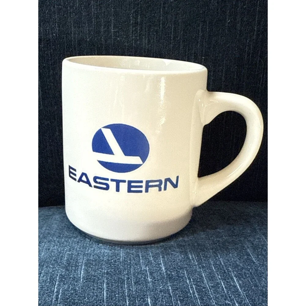 Vintage EASTERN AIRLINES Coffee Mug Logo Jet Aircraft Airways Employee Cup