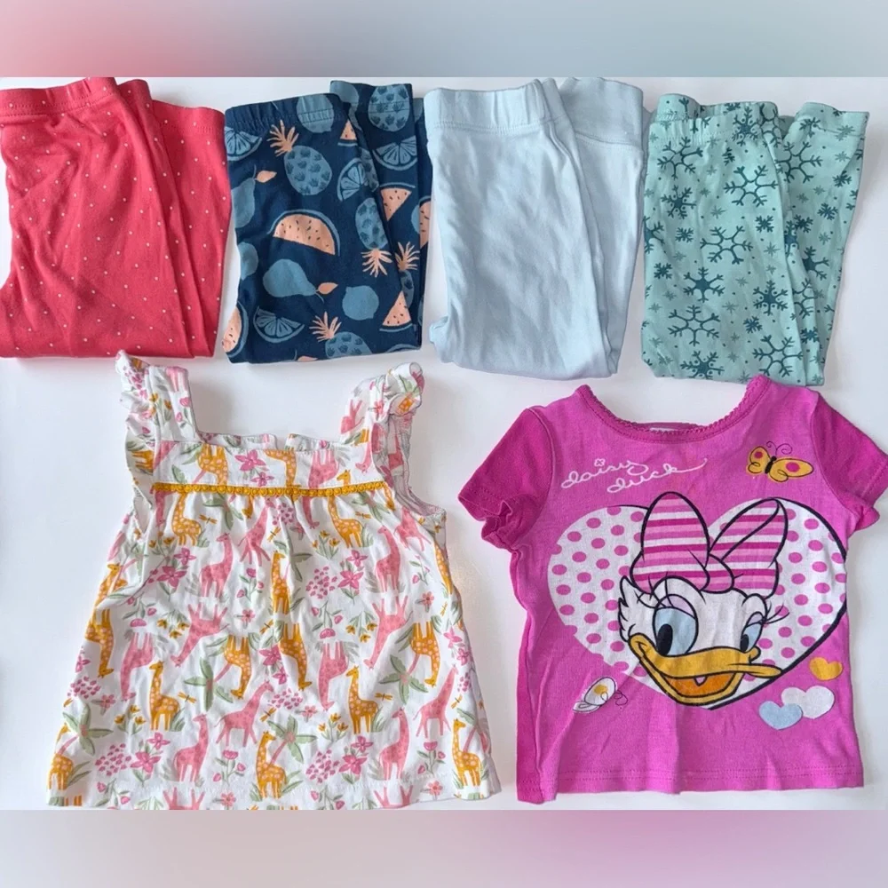 Lot of 06 Piece 04 Baby Girl 18 Month Leggings Pants Stretch Carter’s And 2 Tops