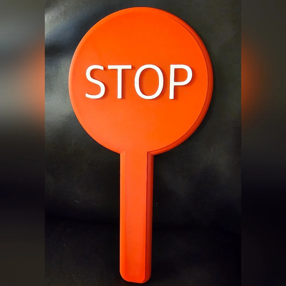 Red Stop Sign With Handle Plastic Waterproof NWOT
