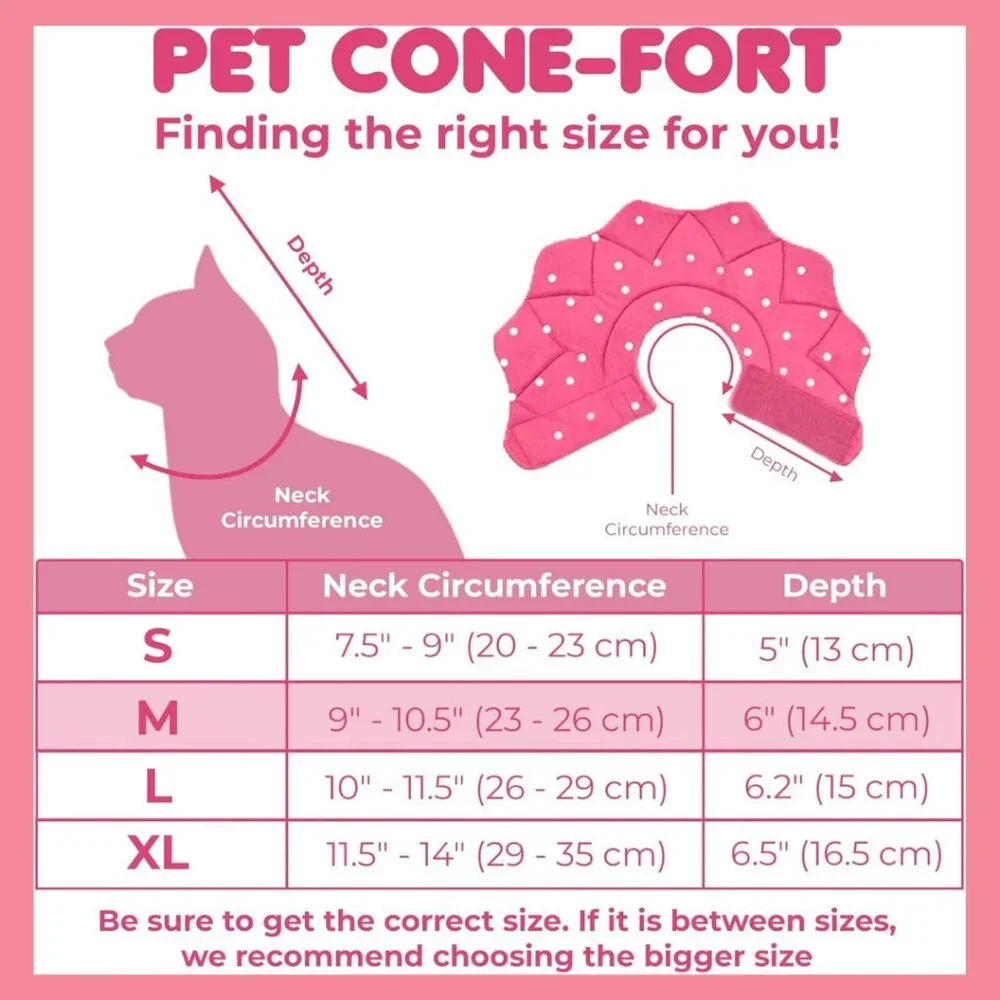 SunGrow Polka Dot Pet Soft Adjustable Recovery Cone | NWT | M | Pink White