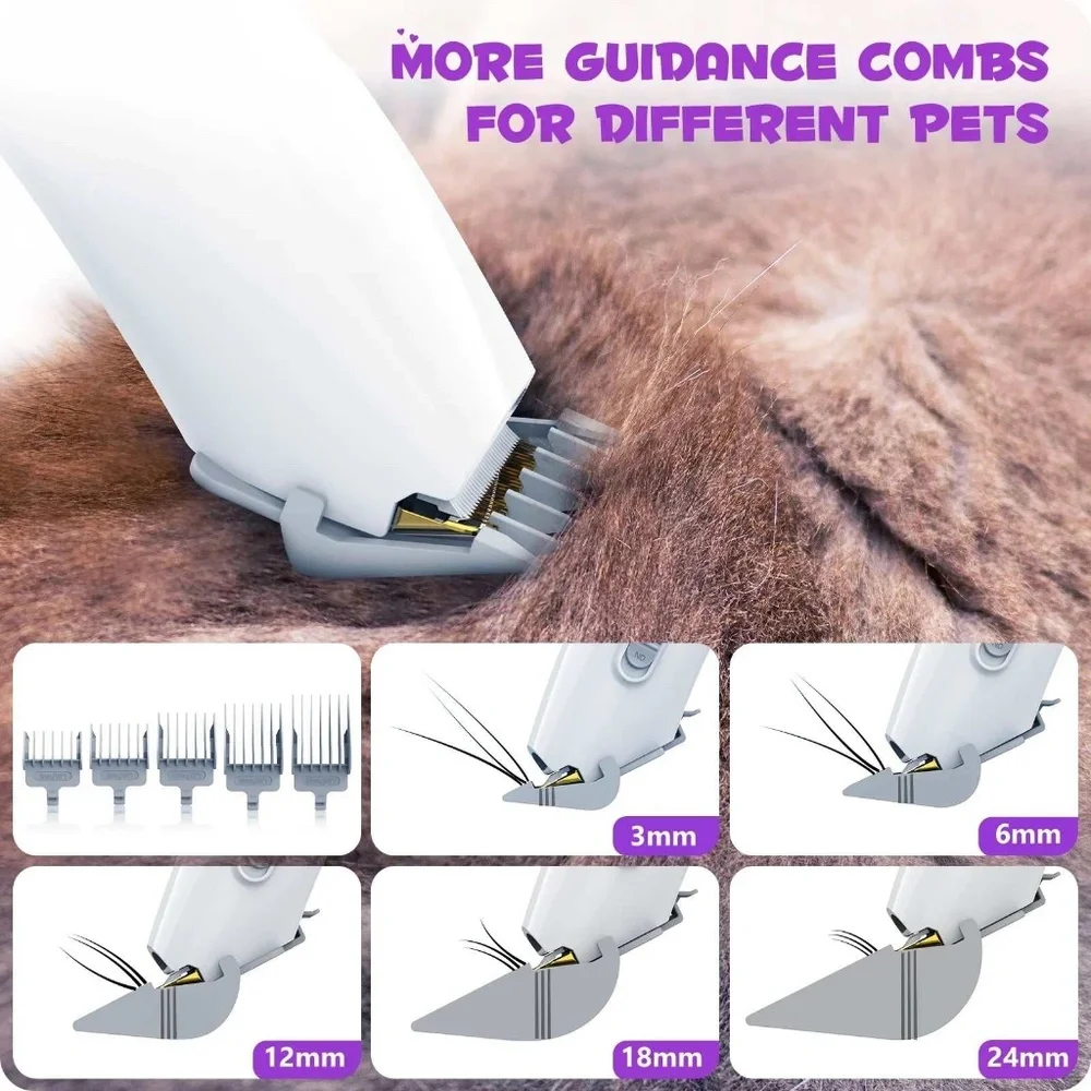 Pet Grooming Kit & Vacuum 99% Pet Hair Suction, 8 Pet Grooming Tools, 6 Nozzles,