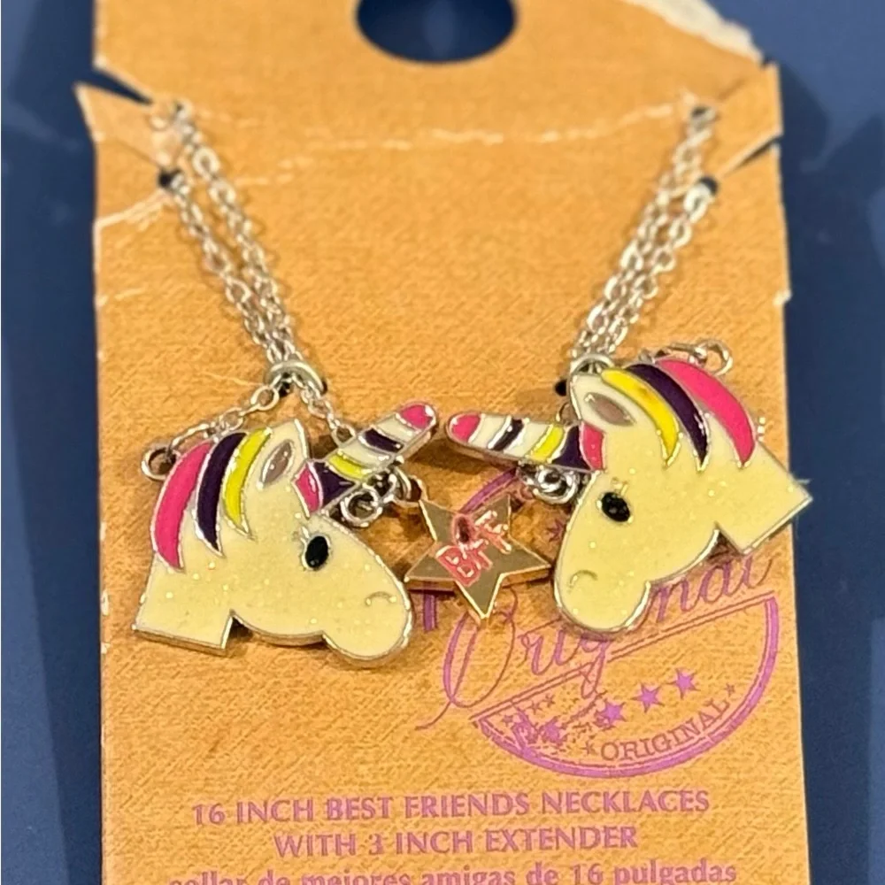 NWT BFF Pair of Unicorn Necklaces.
