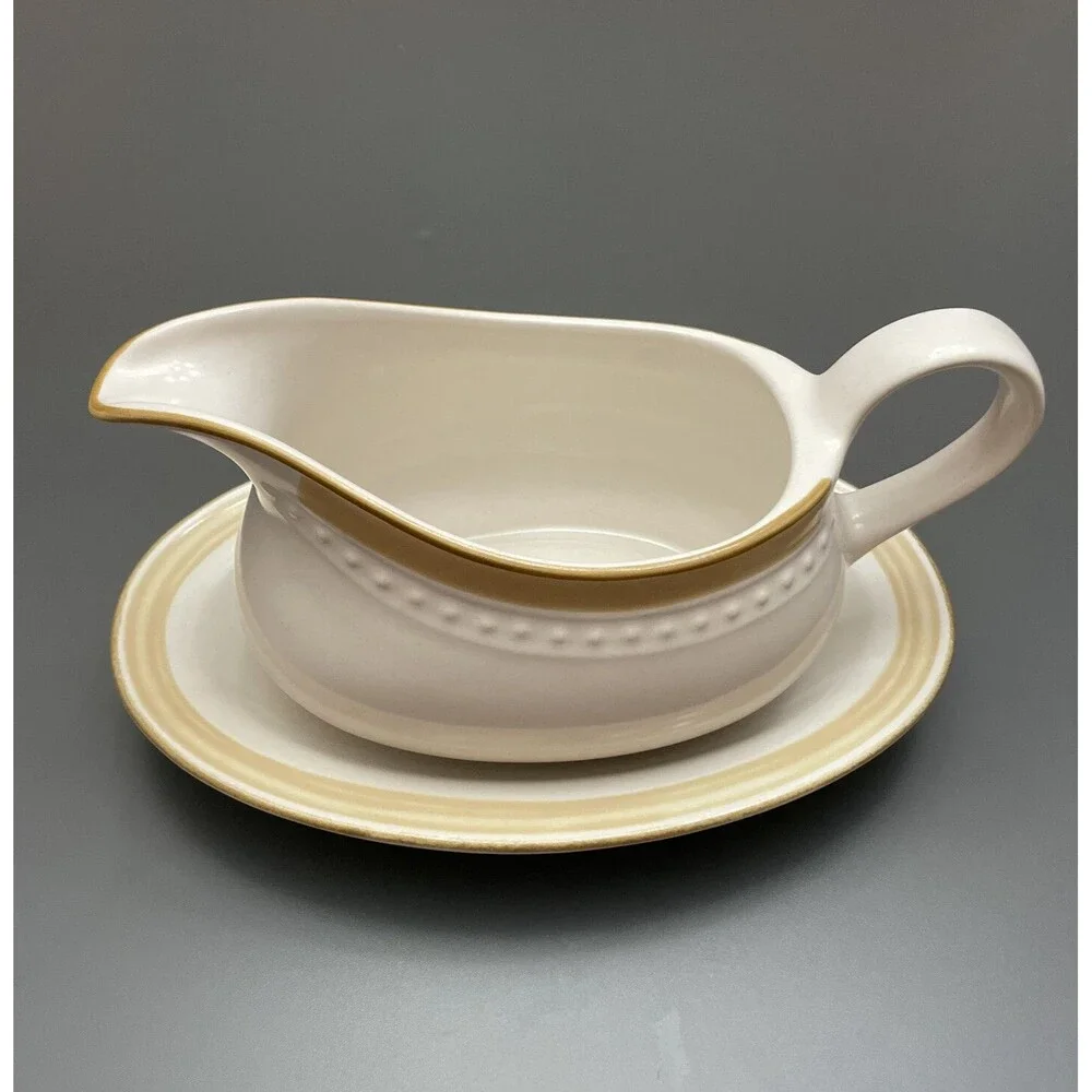 Johann Haviland Crowning Fashion Japan Gravy Boat & Underplate Cream Vintage