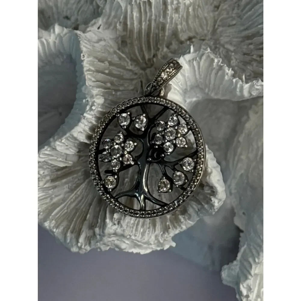 AUTHENTIC PANDORA TREE OF LIFE 925 STERLING SILVER CZ PENDANT LENGTH 1.30 INCH