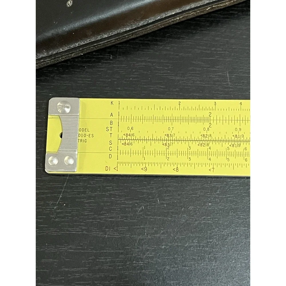 Vintage Pickett N1010-ES TRIG All Metal Slide Rule With Leather Case Made In USA