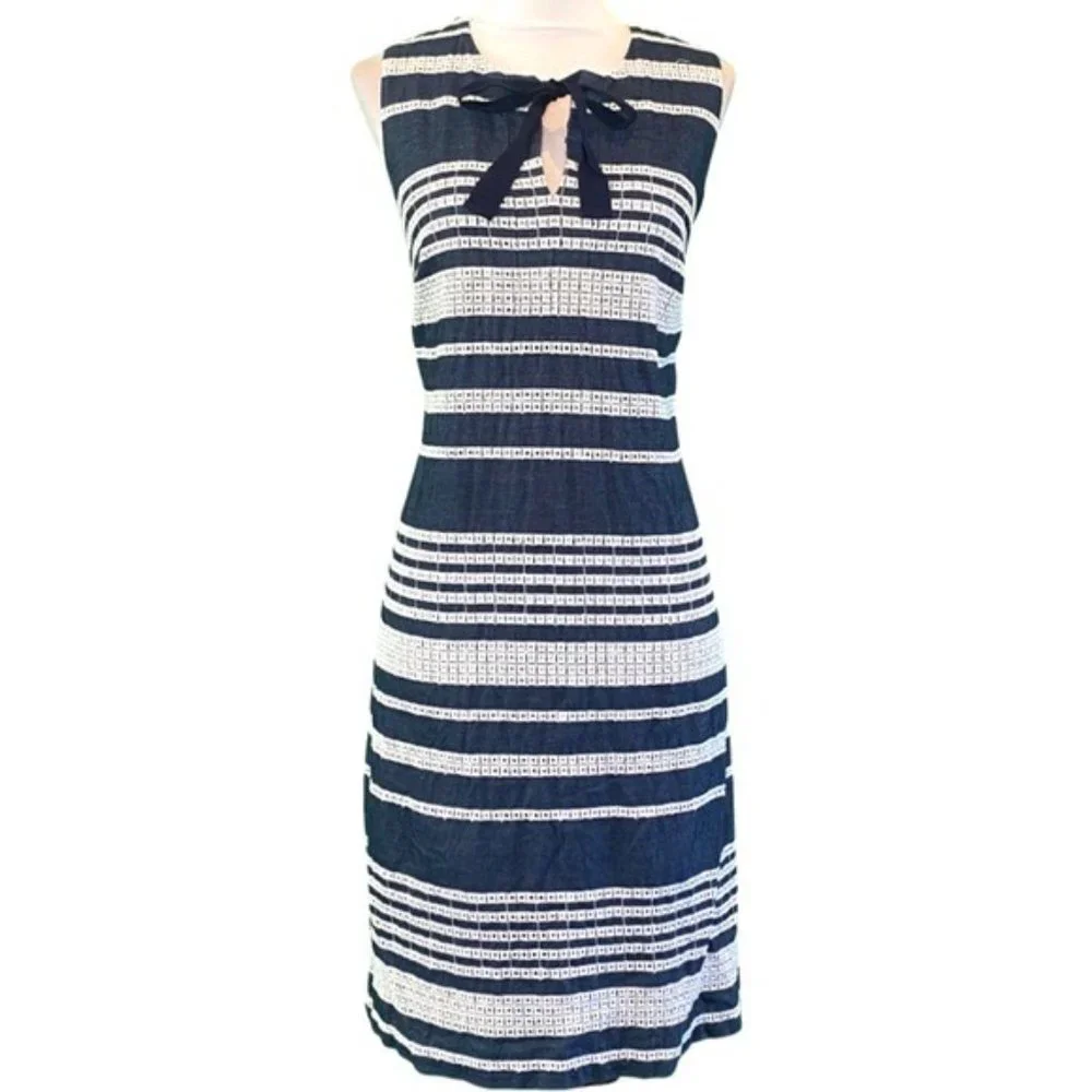 Karl Lagerfeld Blue and White Sheath Mini Dress