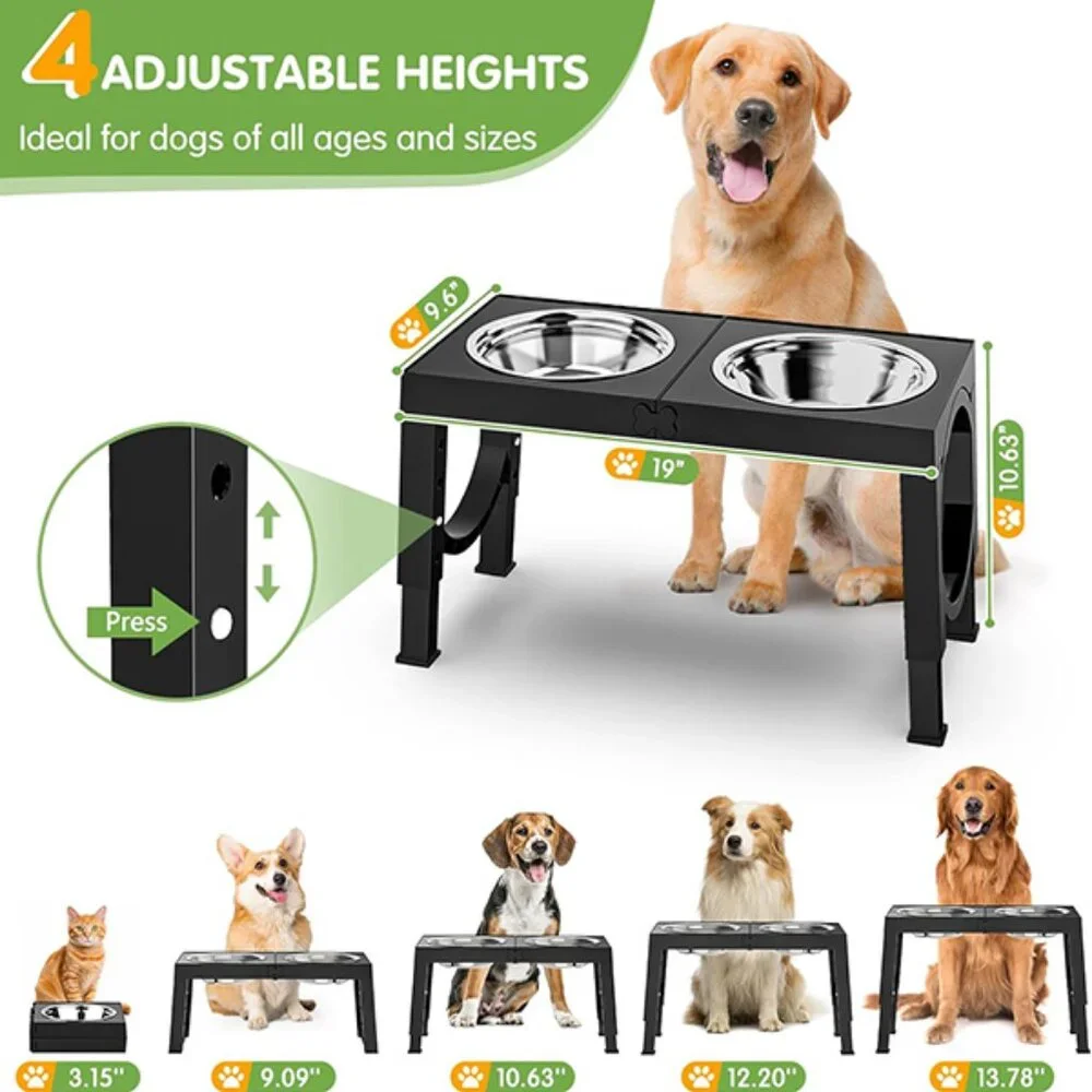 New Elevated Dog Bowls for Large Breeds Adjustable Raised Stand 5 Heights