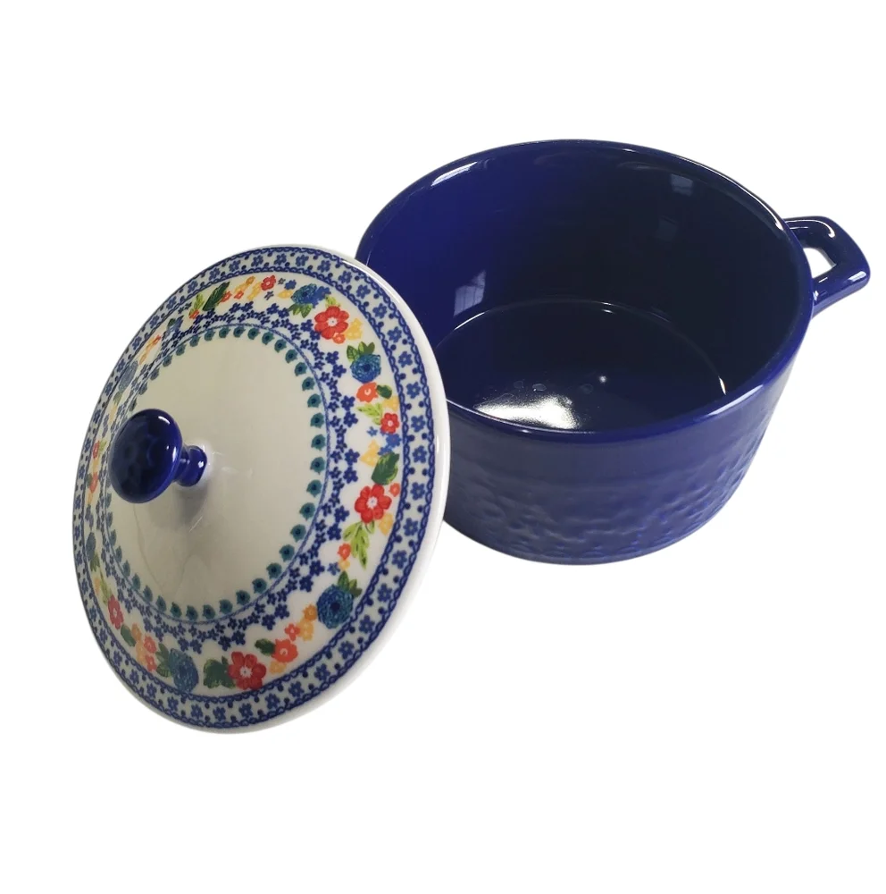 NWT Pioneer Woman Dazzling Dahlias Mini Cassrole With Lid Blue
