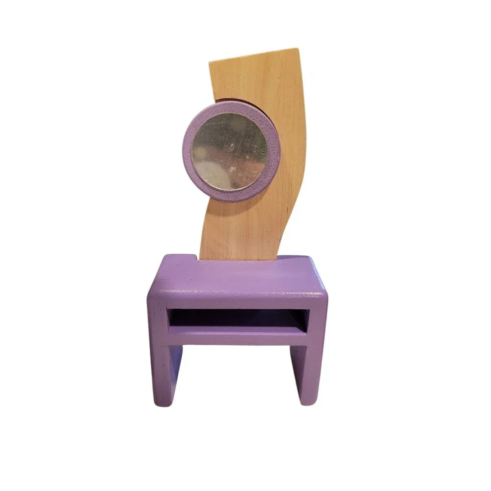 Plan Toys - Wooden Dollhouse Furniture Lot - Bedroom Wardrobe Vanity Lamp