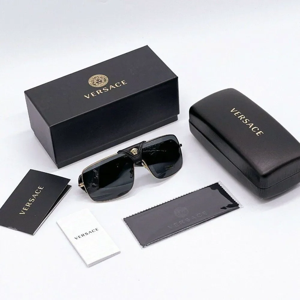New Versace Black w/ Gold Accent Unisex Sunglasses