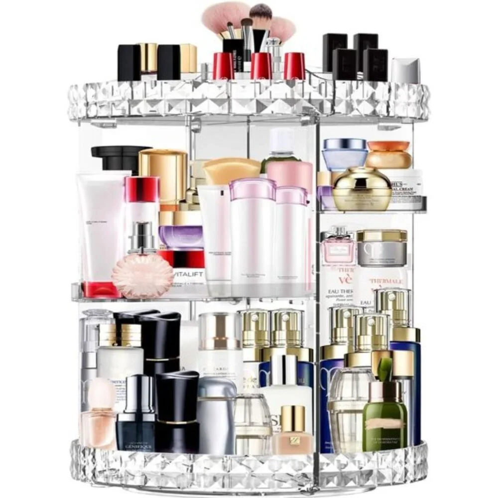 360° Rotating Makeup Organizer, 7-Layer Adjustable Large Capacity Cosmetic Stand