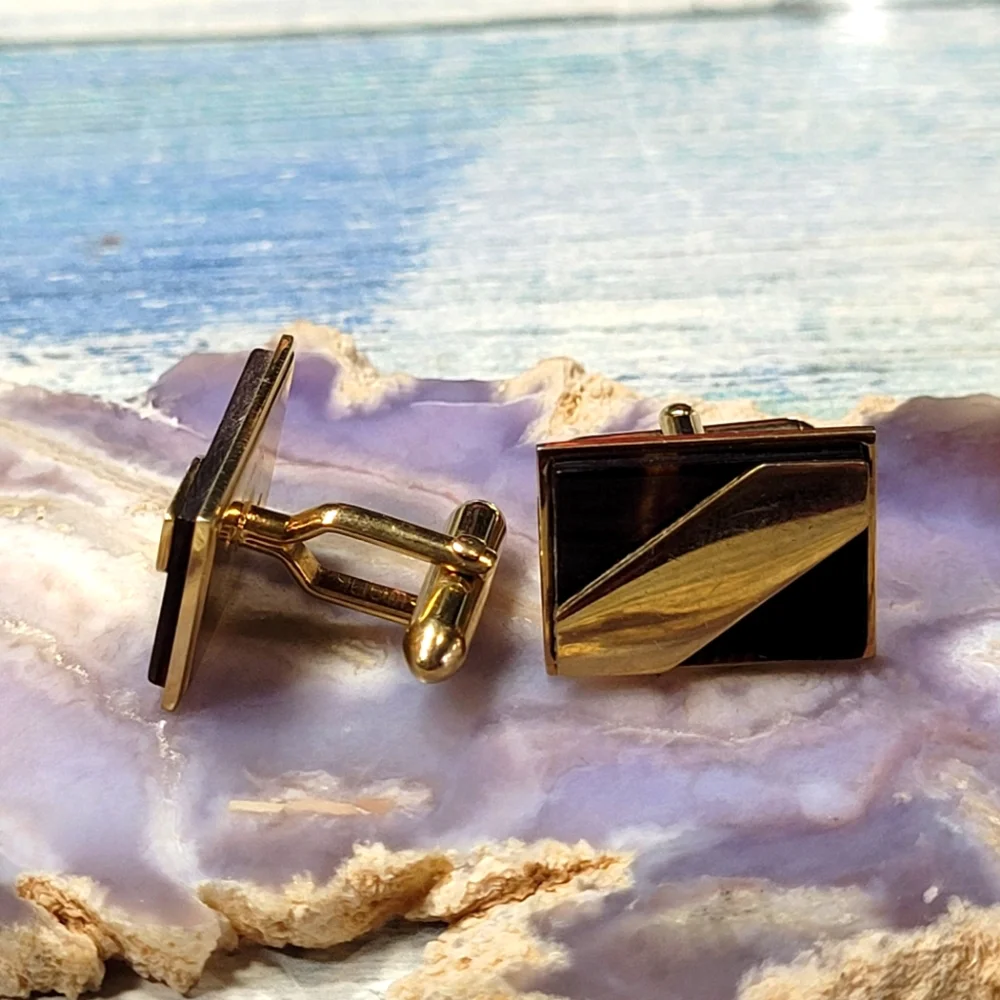 Swank Gold and Brown Cufflinks