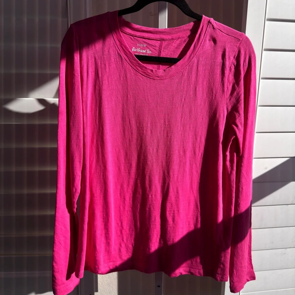 J. Crew Vibrant Pink Long Sleeve Tee. Size M