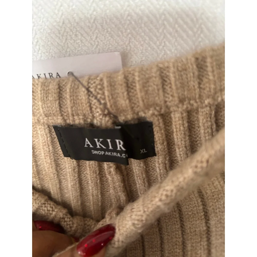 Women's AKIRA Ribbed Knit Sweater Dress Tan XL