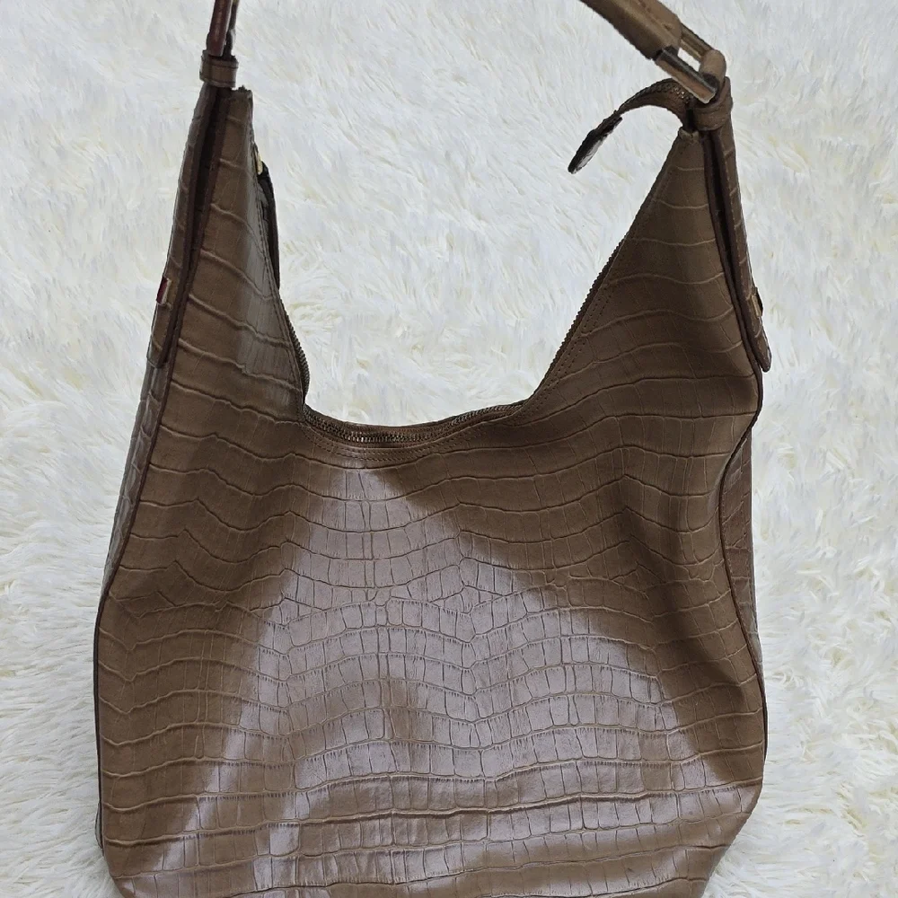 Jones Nee York Brown Crocodile-Embossed Women's Bag