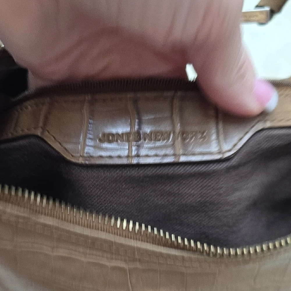 Jones Nee York Brown Crocodile-Embossed Women's Bag