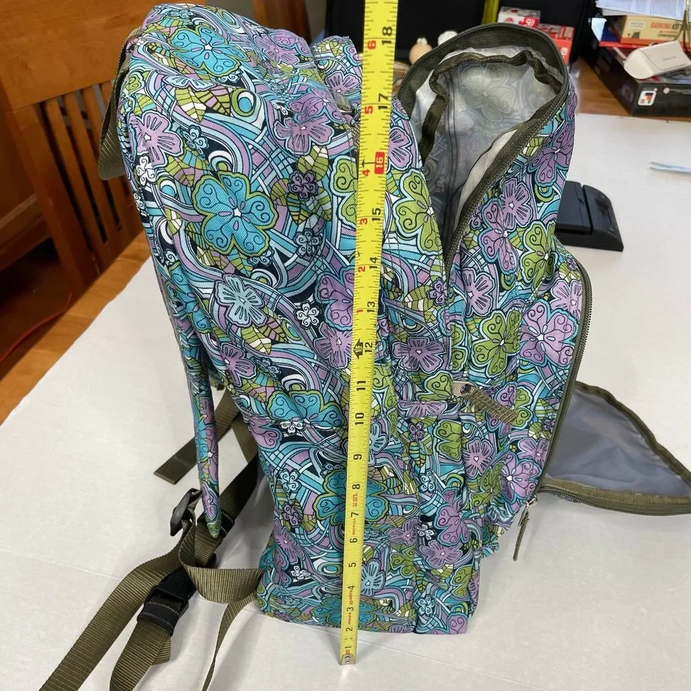 LL Bean Blue Green Purple Floral 70s Design Personalized Backpack Amaya