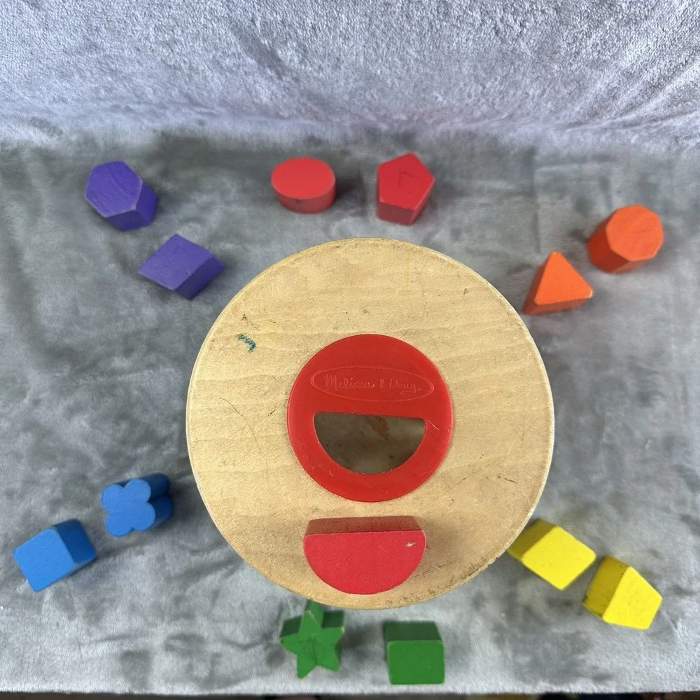 Melissa & Doug Wooden Match & Roll Shape Sorter