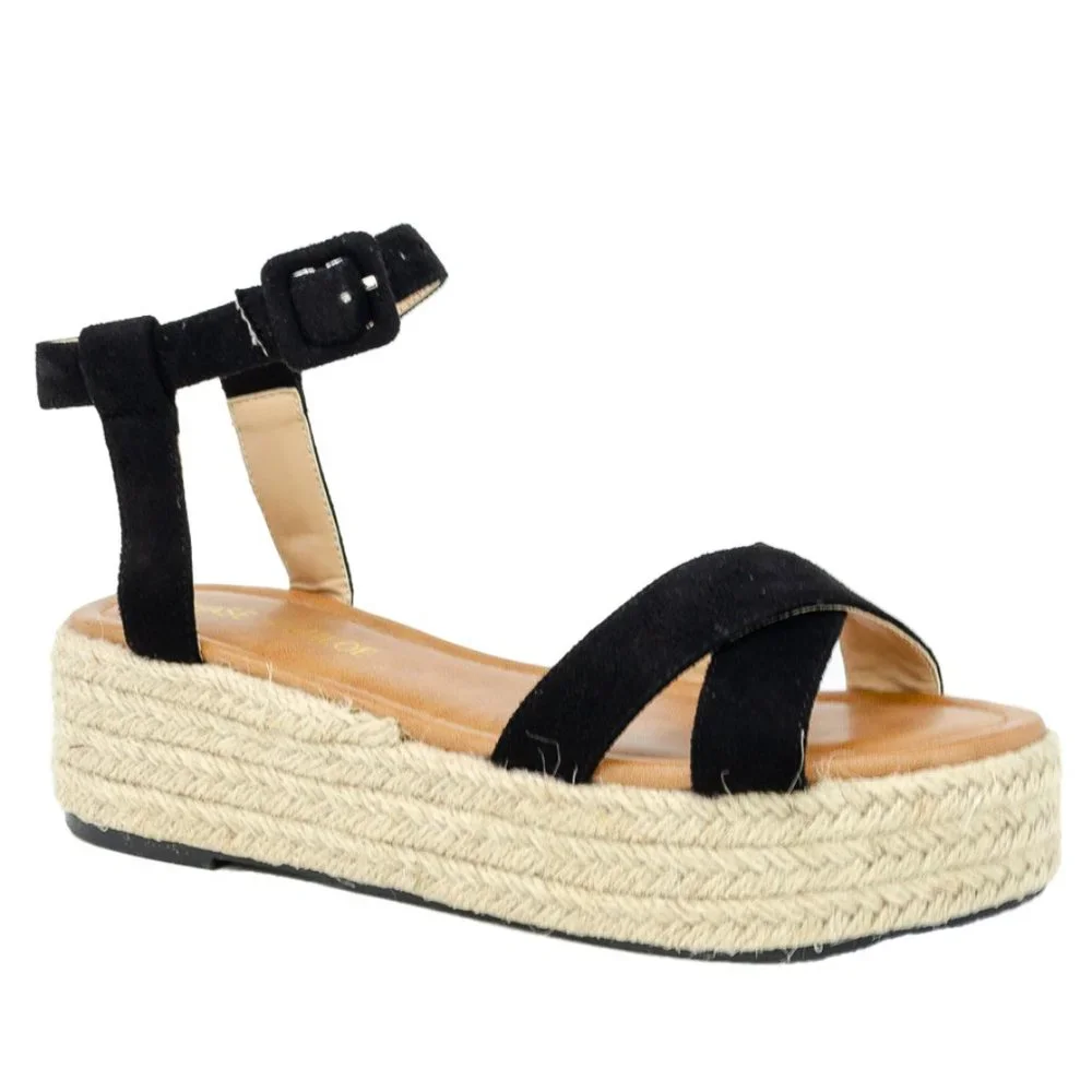 ESPADRILLE FLATS WITH ELASTIC STRAPS