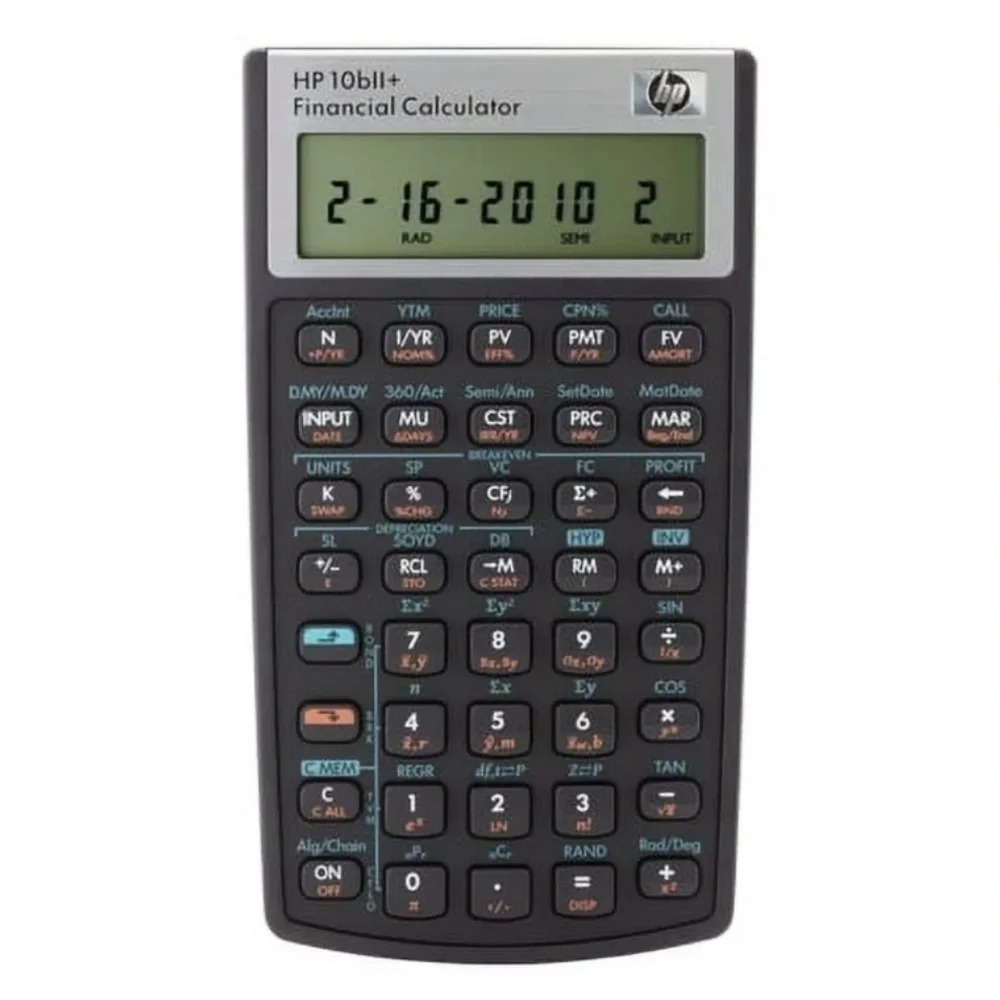 HP 10bII+ Financial Calculator in Black and Gray