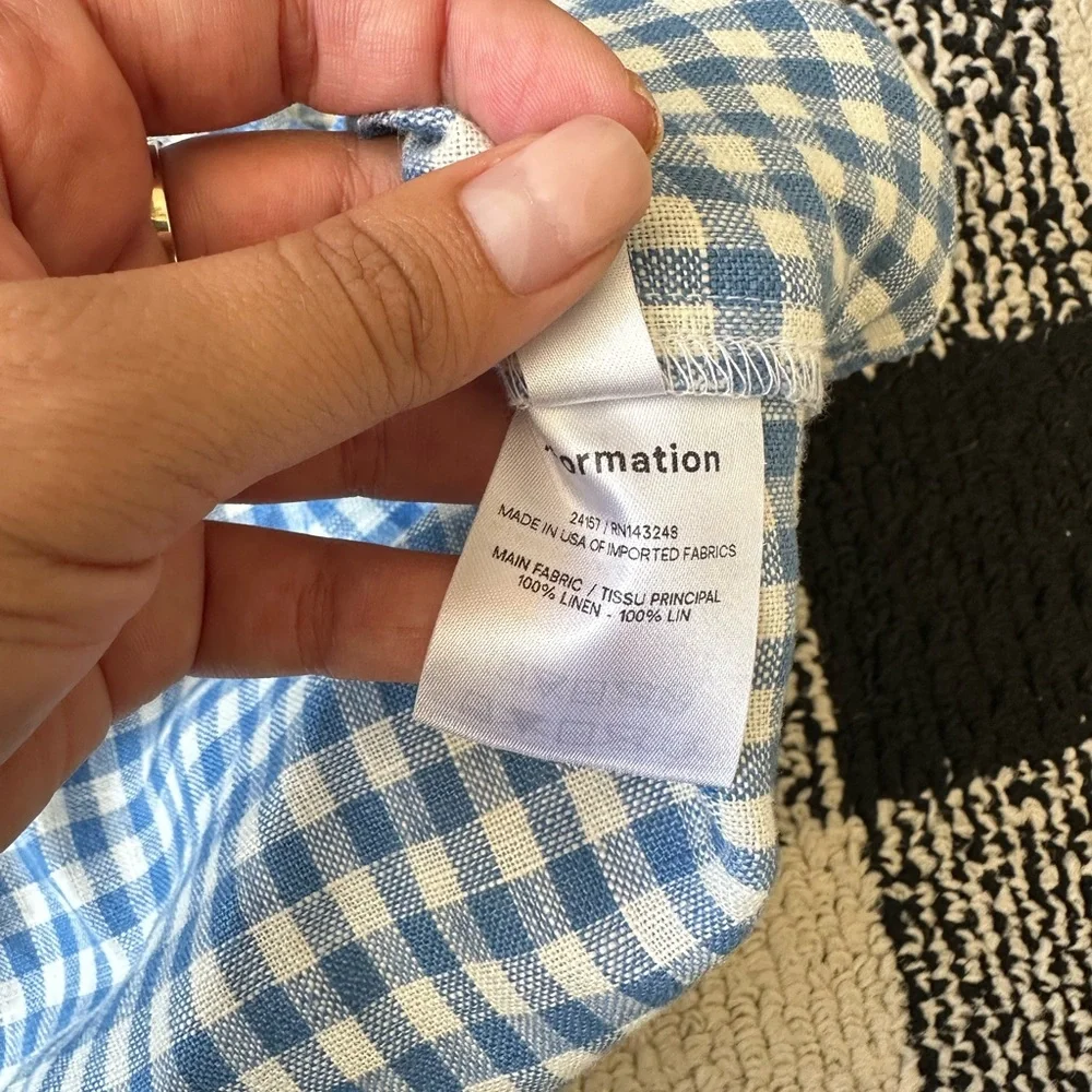 Reformation Ethel Linen Two Piece Azure Check - Size 10