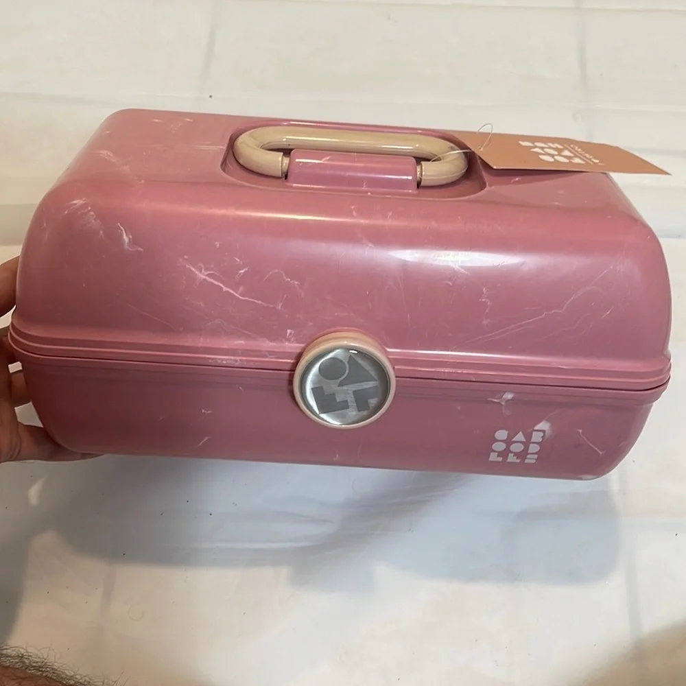 CABOODLES make up cosmetics storage bin carrying case pink swirl