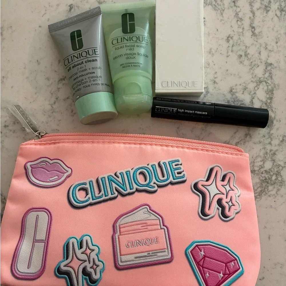 Clinique makeup bag with new unopened samples