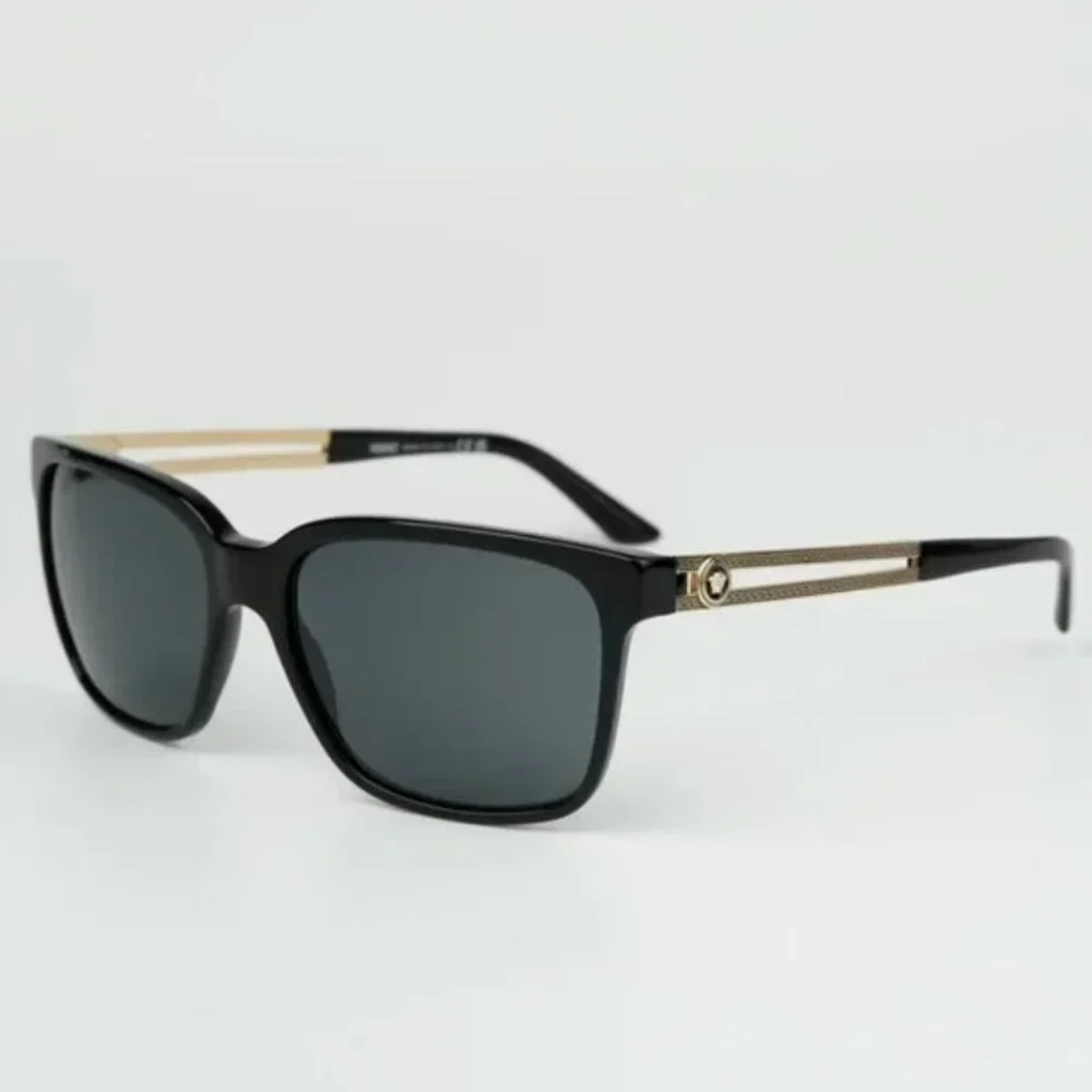 NEW Versace Black Grey Square Unisex Sunglasses