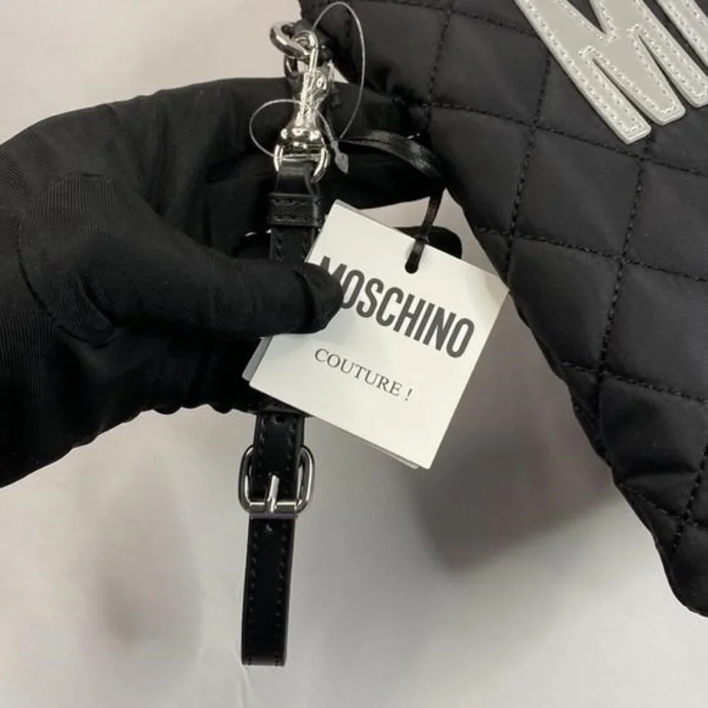 New 💯 Authentic Moschino quilted logo clutch bag