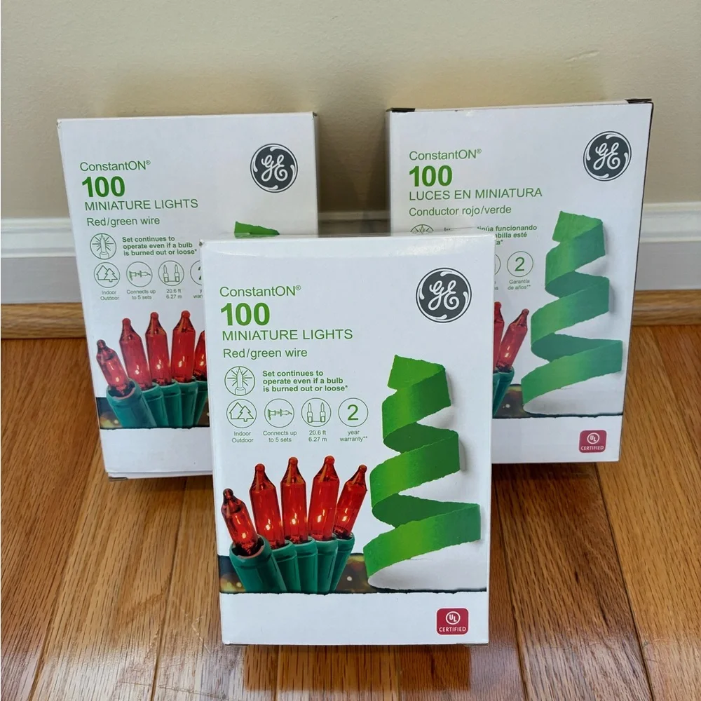 GE 100 Miniature Lights Outdoor Constant On Red/Green Wire