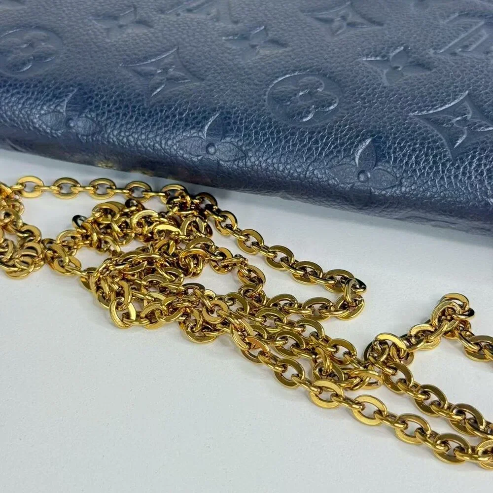 Louis Vuitton Blue Empreinte Felicie Shoulder Bag Crossbody with Gold Chain