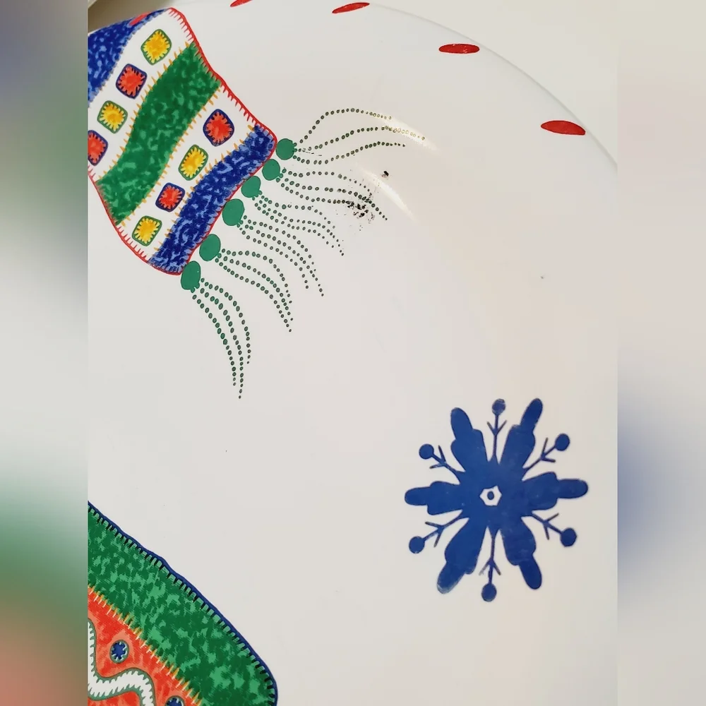 (3) Crate&Barrel Julia Bullmore Decorative Winter Skating Holiday Season Plates
