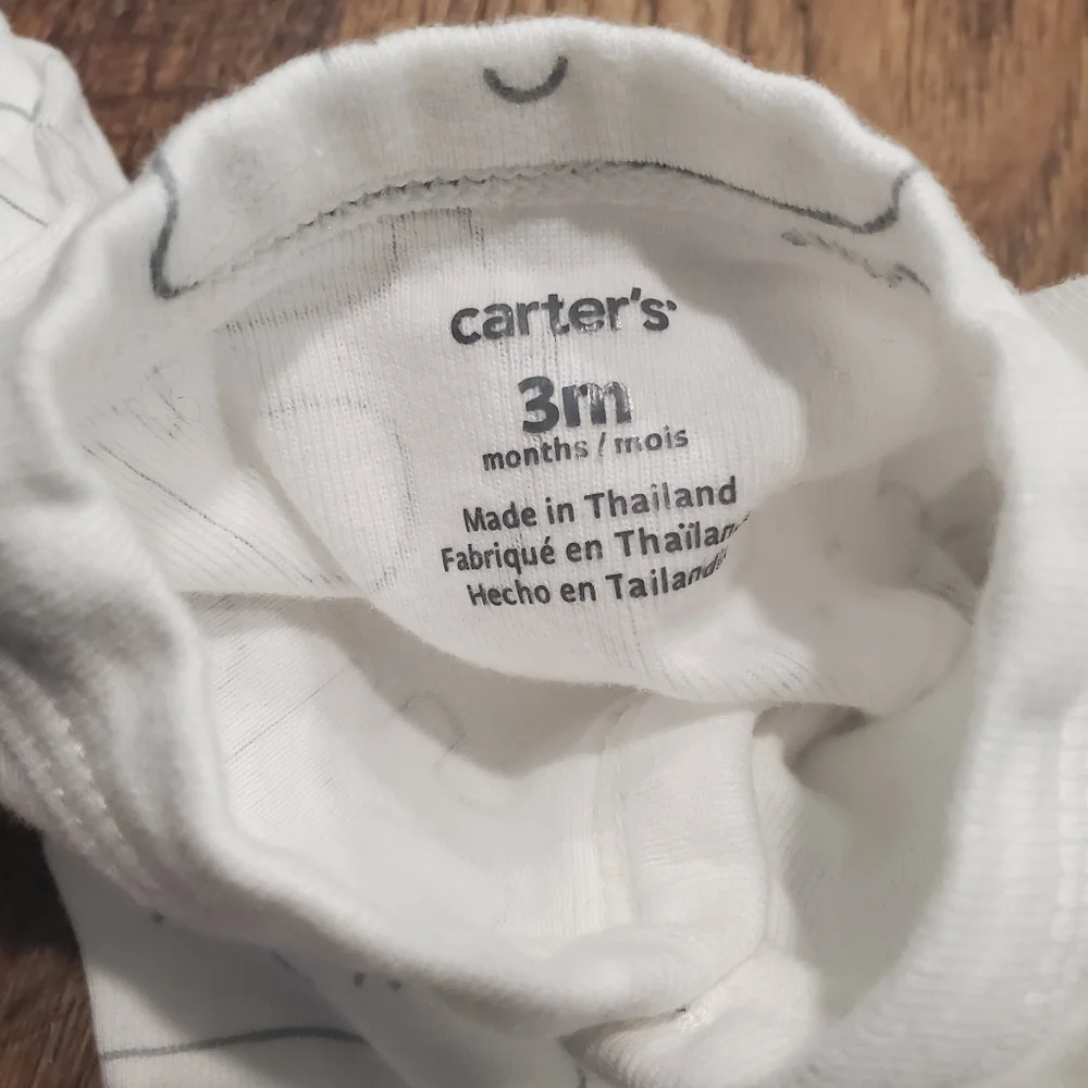 Carters Sleep Sack Sleeper Cotton Gown White Clouds Elephant Gender Neutral 0-3M