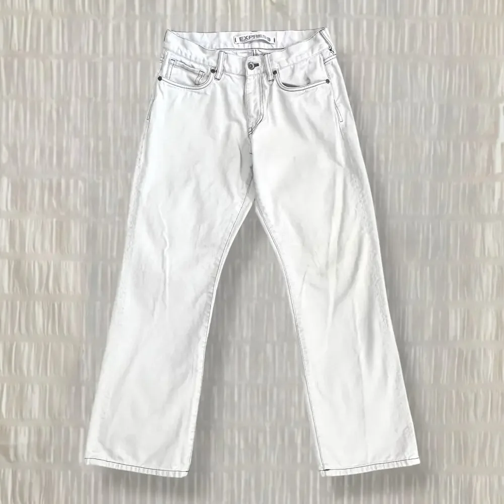 Vintage Express Precision Fit Men’s White Straight Leg Jeans - Size 30W x 30L