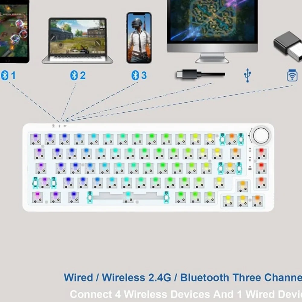 GamaKay 2.4G Wired Bluetooth 3 Mode Mechanical Keyboard LK67 Modular DIY Gamma