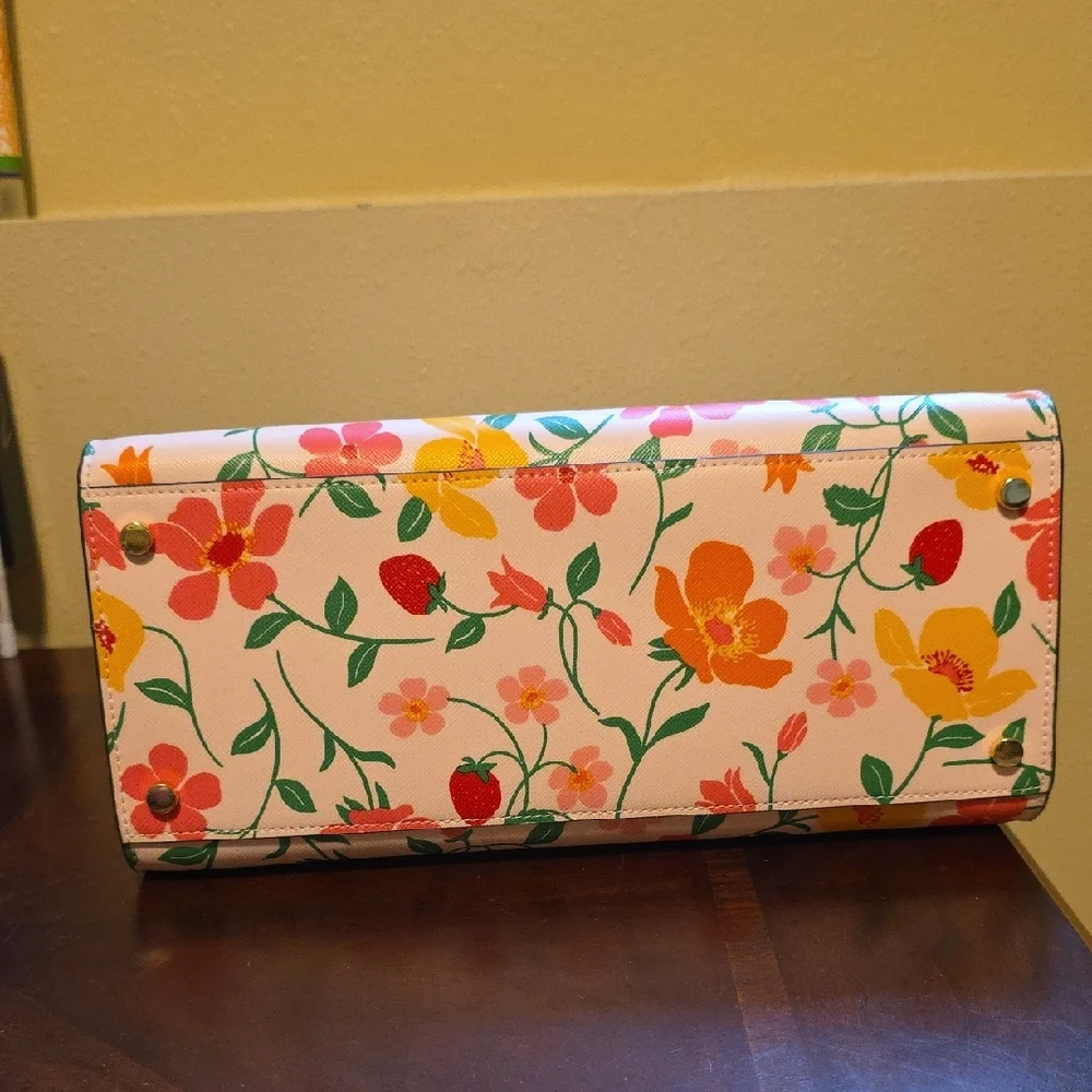 Kate Spade Floral Satchel - Pink, Red, Green, Yellow With Cross Body Strap