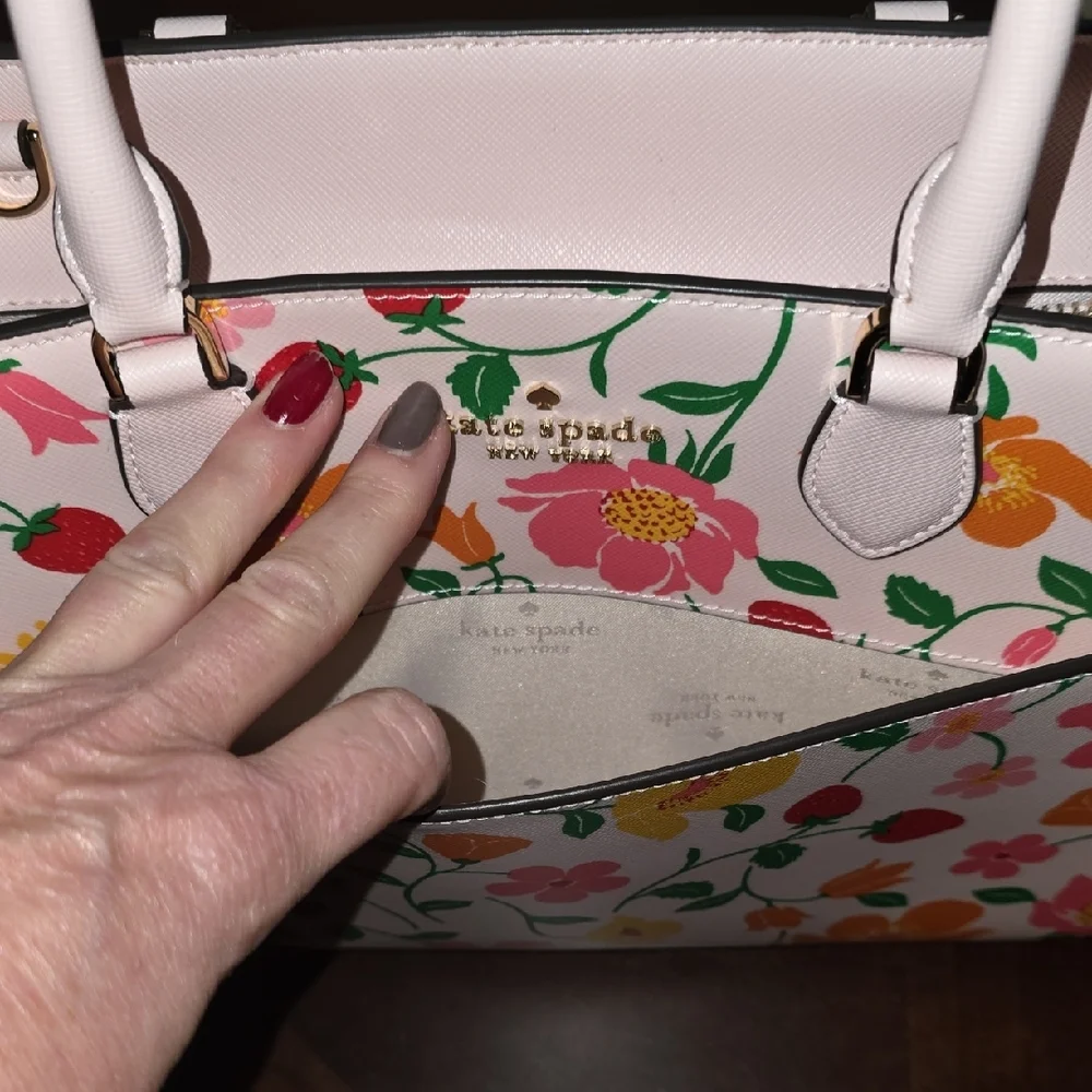 Kate Spade Floral Satchel - Pink, Red, Green, Yellow With Cross Body Strap