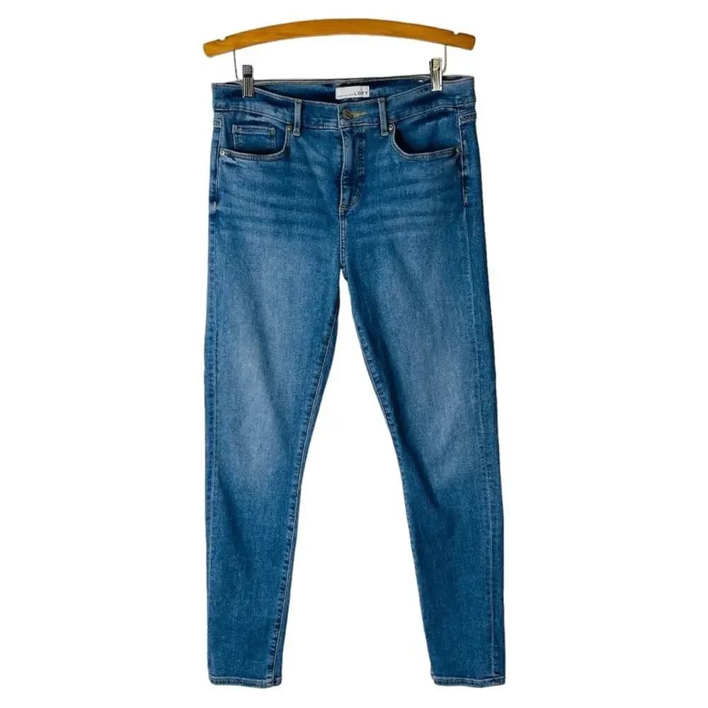 Loft blue high waisted skinny crop ankle jeans 10