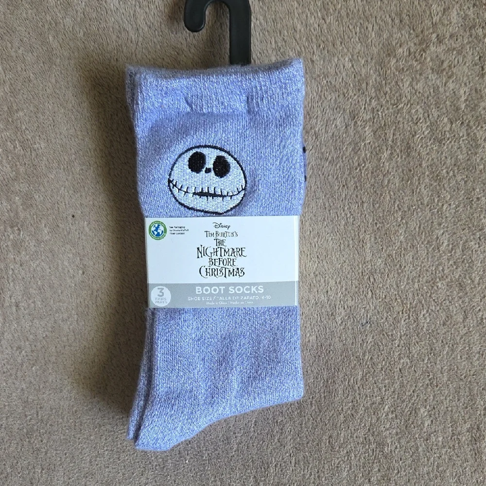 Bundle of 3 Pairs Disney The Nightmare Before Christmas Blue Boot Socks