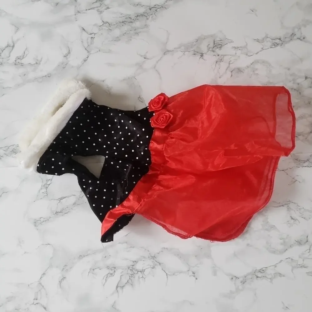 Dog Red Black Flower Dress
