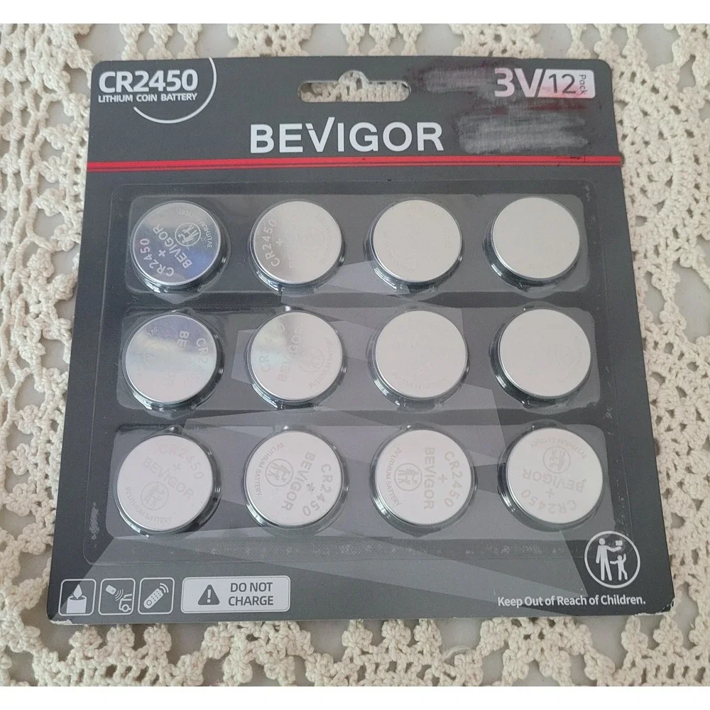 Bevigor 12 Pack New CR2450 / 2450 Lithium 3V Battery