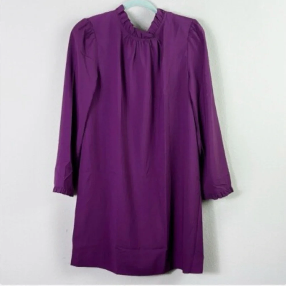 J. Crew Vibrant Purple Long Sleeve Dress