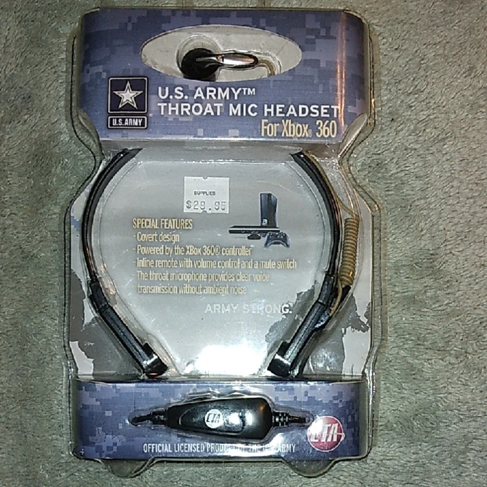 New In Beat Up Sealed Package CTA U.S. Army Throat Mic Headset For Xbox 360