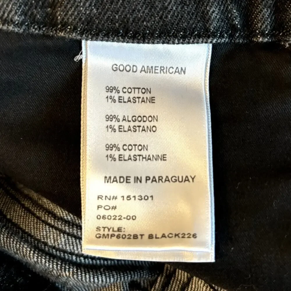 NWT Good American Good Mom Tapered Leg Jeans Women's Size 6 / 28 Black Distress