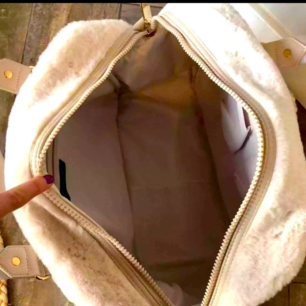 Cynthia Rowley Cream Faux Fur Tote