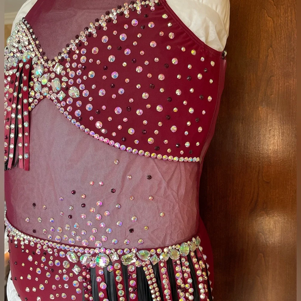 Dance Costume Semi Custom Bryn•Lavinia Base size Adult L, Burgundy