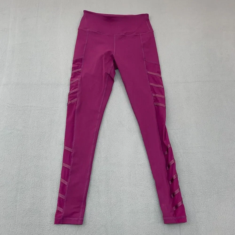 BuffBunny Gym Leggins Womens Size Small Side Mesh Panel Pink Yoga High Waist